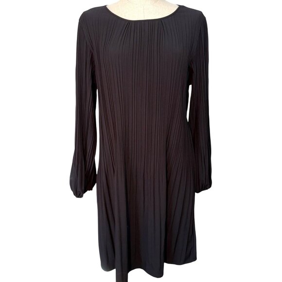 Hilary Radley Dresses & Skirts - Hilary Radley Black Pleated Long Sleeve Shift Dress Knife Size XXL Pullover